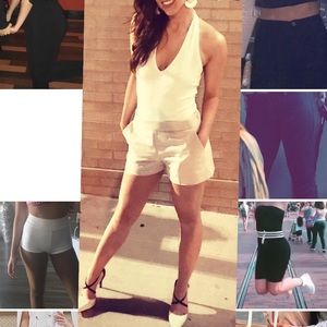 White V neck, Halter Bodysuit